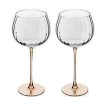 Conjunto 02 Taças Para Vinho De Vidro 620ml Com Haste âmbar Classic Wolff