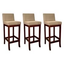 Conjunto 03 Banquetas Média em Madeira Maciça Nápoles Conjunto 03 Banquetas Média em Madeira Maciça Nápoles