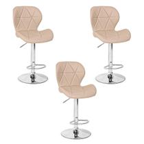 Conjunto 03 Banquetas Slim Material Ecológico Regulagem de Altura - Nude Conjunto 03 Banquetas Slim Material Ecológico Regulagem de Altura - Nude