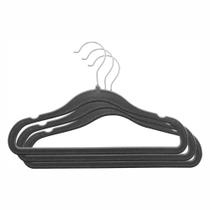 Conjunto 03 Cabides Plastico Aveludado Infantil Preto 2730 Lyor.
