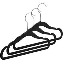 Conjunto 03 Cabides Plastico Aveludado Infantil Preto 30x0,55x19,5Cm 2730 Lyor