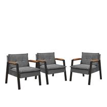 Conjunto 03 Poltronas Estilo Industrial Braço de Ferro Fortaleza