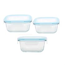Conjunto 03 potes de alimento resistente vidro azul belakasa Conjunto 03 potes de alimento resistente vidro azul belakasa