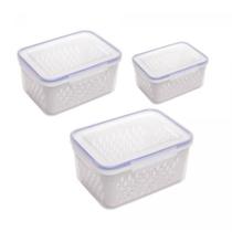 Conjunto 03 Potes Herméticos Com Cesto Plástico 221194 Lyor Conjunto 03 Potes Herméticos Com Cesto Plástico 221194 Lyor