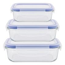 Conjunto 03 Potes Herméticos Retangular de Vidro Ref:vh4053 VISTA HOME