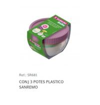 Conjunto 03 Potes Plástico Sanremo - Ref. SR681