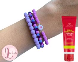 Conjunto 03 pulseiras de miçanga antialérgica+ hidratante para as mãos