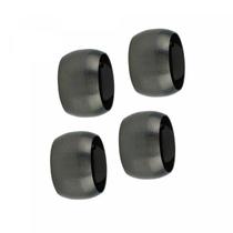 Conjunto 04 anéis p/ guardanapo preto - 4,5 cm