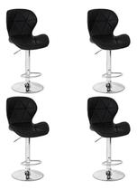 Conjunto 04 Banquetas Slim Pu Regulagem De Altura Cor Preta Cromado Preto Conjunto 04 Banquetas Slim Pu Regulagem De Altura Cor Preta Cromado Preto