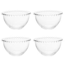 Conjunto 04 Bowls Cristal de Chumbo Transparente Pearl 14x8cm - Wolff