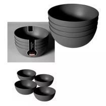 Conjunto 04 Bowls Grandes 1,1L Preto SB Plástico São Bernardo