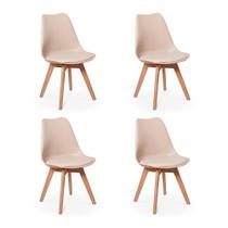 Conjunto 04 Cadeiras Eames Wood Leda Design - Nude - Império Brazil Business