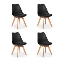 Conjunto 04 Cadeiras Eames Wood Leda Design - Preta - Império Brazil Business