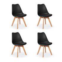 Conjunto 04 Cadeiras Eames Wood Leda Design - Preta Conjunto 04 Cadeiras Eames Wood Leda Design - Preta