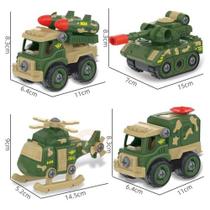 Conjunto 04 Carrinhos + Mini Ferramenta infantil. Carro de brinquedo Desmontável.