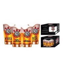 Conjunto 04 Copos de Chopp em Vidro Caldereta 350ml Corinthians - GlobImport