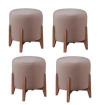 Conjunto 04 Puff Thor Banqueta Pés Madeira Catânia Recepção