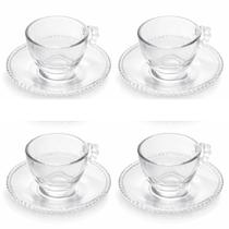 Conjunto 04 Xícaras De Chá De Cristal 180ml Pearl Wolff Conjunto 04 Xícaras De Chá De Cristal 180ml Pearl Wolff