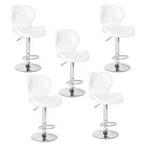 Conjunto 05 Banquetas Slim Material Ecológico Regulagem de Altura - Branca Conjunto 05 Banquetas Slim Material Ecológico Regulagem de Altura - Branca
