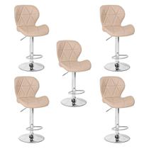 Conjunto 05 Banquetas Slim Material Ecológico Regulagem de Altura - Nude Conjunto 05 Banquetas Slim Material Ecológico Regulagem de Altura - Nude