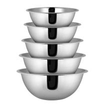 Conjunto 05 Bowls Tigelas Aço Inoxidável Prata Cozinha Completa Multiuso Funcional