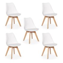 Conjunto 05 Cadeiras Eames Wood Leda Design - Branca