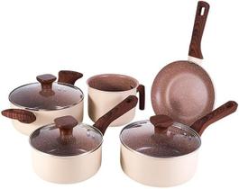 Conjunto 05 Panelas Indução In Pratic Cook Creme REF:PJ5PCM Mimo Style