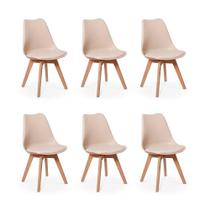 Conjunto 06 Cadeiras Eames Wood Leda Design Nude
