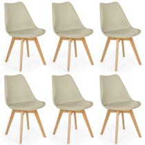 Conjunto 06 Cadeiras Eames Wood Leda Design - Nude