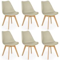 Conjunto 06 Cadeiras Eames Wood Leda Design - Nude