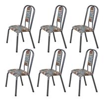Conjunto 06 Cadeiras para Sala de Jantar Fortaleza Prata/Martelado Conjunto 06 Cadeiras para Sala de Jantar Fortaleza Prata/Martelado