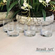 Conjunto 06 Copos Transparentes com Filete Dourado 250ml Conjunto 06 Copos Transparentes com Filete Dourado 250ml