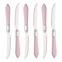 Conjunto 06 Facas para Churrasco Inox Mother Pearl Rosa 23cm Lyor