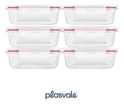 Conjunto 06 Potes 640Ml Vidro Hermético 4 Travas Marmita