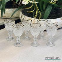 Conjunto 06 Taças de Licor Bico de Abacaxi com Fio de Ouro 50ml Conjunto 06 Taças de Licor Bico de Abacaxi com Fio de Ouro 50ml