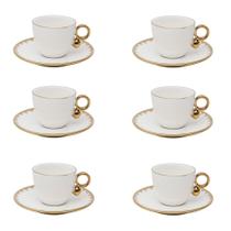 Conjunto 06 Xícaras de Cafezinho de Porcelana Egg Branco 90ml Wolff