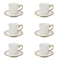 Conjunto 06 Xícaras de Cafezinho de Porcelana Paddy Branco 90ml Wolff Conjunto 06 Xícaras de Cafezinho de Porcelana Paddy Branco 90ml Wolff