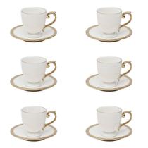 Conjunto 06 Xícaras De Cafezinho De Porcelana Paddy Branco 90ml Wolff Conjunto 06 Xícaras De Cafezinho De Porcelana Paddy Branco 90ml Wolff