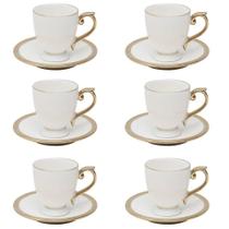Conjunto 06 Xícaras De Chá De Porcelana Paddy Branco 200ml Wolff