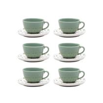 Conjunto 06 Xícaras de Chá Linha Samambaia - Referência AO12-1C01 Oxford Porcelana, Xícara para chá Opção de presente,