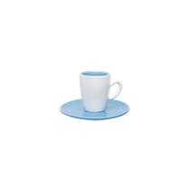 Conjunto 06 Xícaras e Pires Café Expresso 75ml Azul e Branco - Oxford Porcelanas