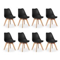 Conjunto 08 Cadeiras Eames Wood Leda Design - Preta