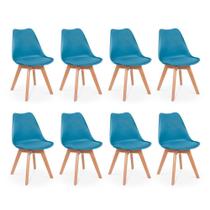 Conjunto 08 Cadeiras Eames Wood Leda Design - Turquesa