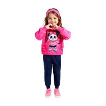 Conjunto 1/8 Kyly Casaco Rosa Panda e Calça - Conjunto 1/8 Kyly Casaco Rosa Panda e Calça -