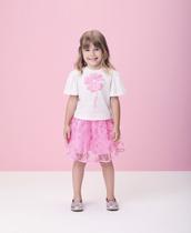 Conjunto 1/8 Momi Blusa off e Saia Rosa Tule Conjunto 1/8 Momi Blusa off e Saia Rosa Tule