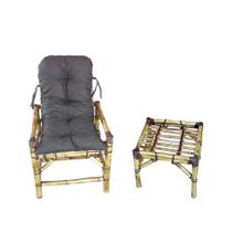 Conjunto 1 Cadeira E Mesa De Centro Bambu P/ Area Preto