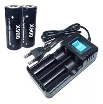 Conjunto 1 Carregador + 2 Bateria 26650 4.2v 16800mah X900 T9 P50 P70 P90 Recarregável