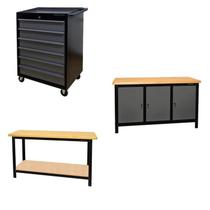 Conjunto 1 Carro Profissional 6 Gavetas 2 Bancadas 150cm para Ferramentas Presto