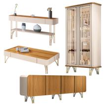 Conjunto 1 Cristaleira 1 Buffet 1 Aparador e 1 Mesa de Centro Évora/Saluti/Cadenza/Vivant Off White/Cinamomo G26 - HB Móveis Conjunto 1 Cristaleira 1 Buffet 1 Aparador e 1 Mesa de Centro Évora/Saluti/Cadenza/Vivant Off White/Cinamomo G26 - HB Móveis