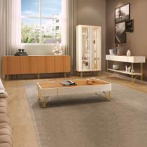 Conjunto 1 Cristaleira 1 Buffet 1 Mesa de Centro e 1 Aparador Évora/Saluti/Cadenza/Vivant Off White/Cinamomo G26 - HB Móveis